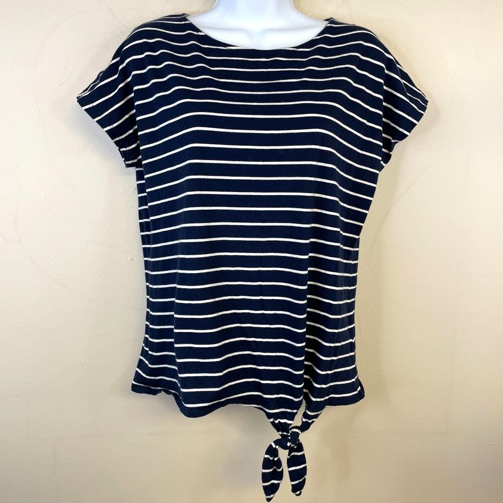 Lauren Ralph Lauren Top Womens Medium Coastal Stripe Tie Front Nautical Capsule - Picture 1 of 10